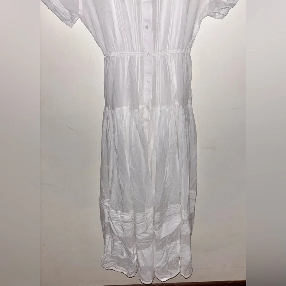 NWT J.Crew Pintuck shirtdress in cotton voile XS White Preppy Casual Wedding